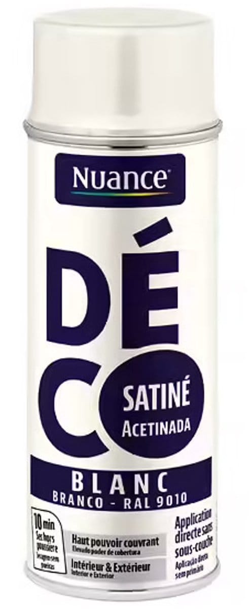 Nuance - Aërosolverf - Spuitbus Wit Zijdeglans - 400 ml - Sneldrogend, binnen en buiten