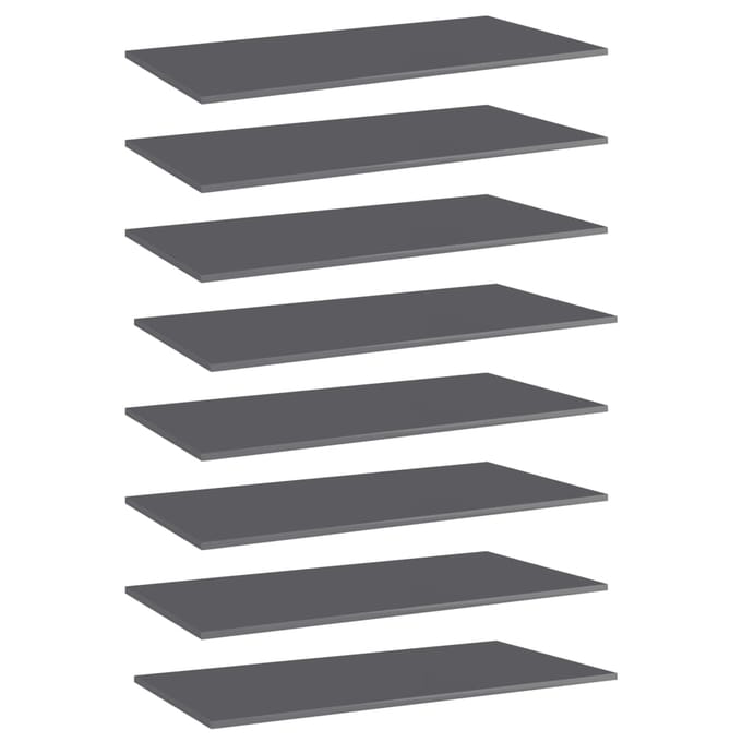 vidaXL - Wandschappen - 8 - st - 80x30x1,5 - cm - spaanplaat - hoogglans - grijs