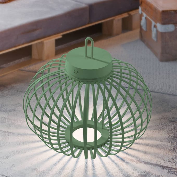 JUST LIGHT. GmbH JUST LIGHT. Akuba LED tafellamp, groen, 33 cm, bamboe