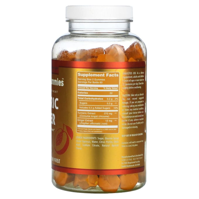 Geweldige Voeding, Geweldige Gummies, Kurkuma & Gember, Abrikoos, 120 Gummies