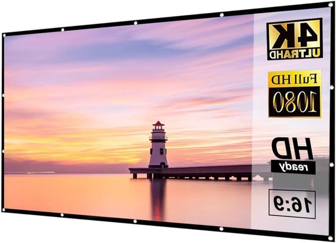 Projectiescherm - Draagbaar Scherm - Thuisbioscoop Creëren - Kreukvrij Polyester - 120 Inch - Wit