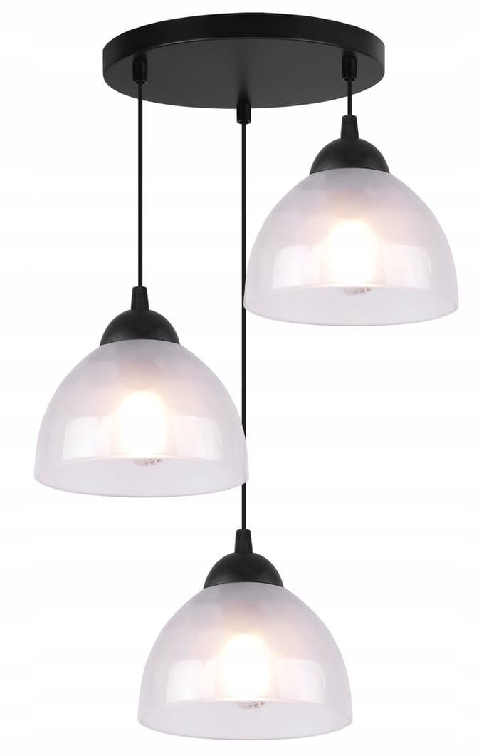 Hanglamp Keuken Drie Lampenkappen Wit Glas Zwart Metaal
