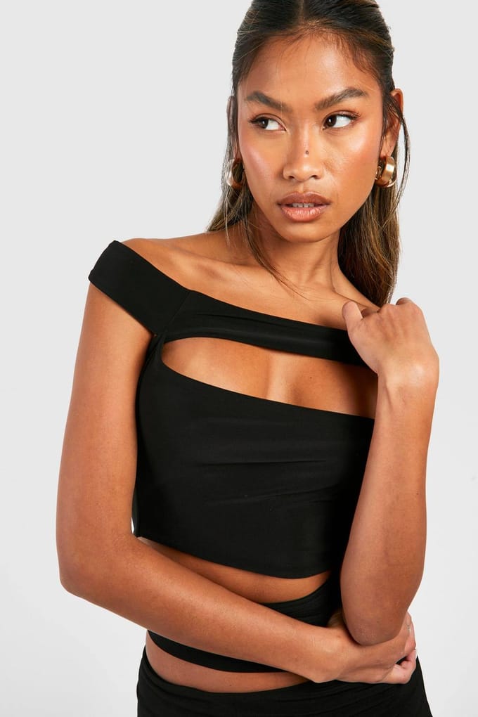 boohoo Dames Uitgesneden Bandeau | Black | Maat: 14