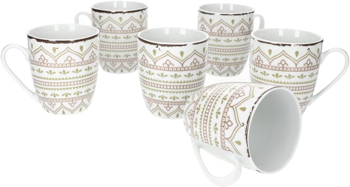 Set van 6 koffiemokken Riva 400ml porselein