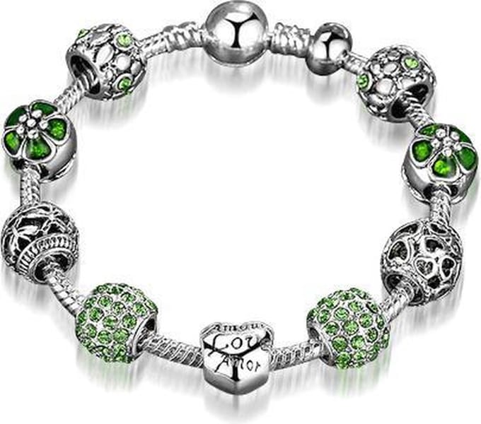 Montebello Armband Cali Green - Bedel - Love - Verzilverd - 19cm