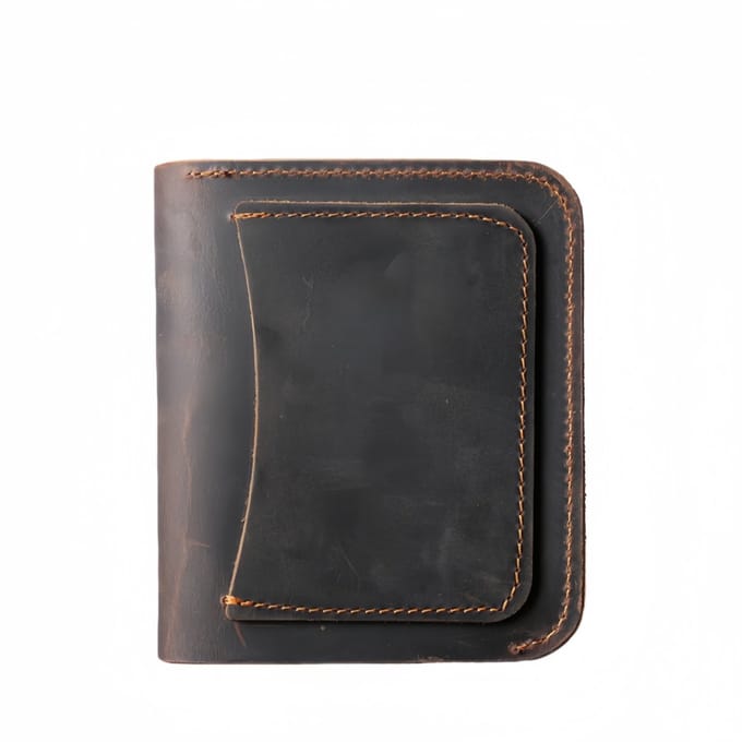Portemonnee - echte leer - retro - 9,5*11,3*2,5 cm - koffertbruin - 1 stuk