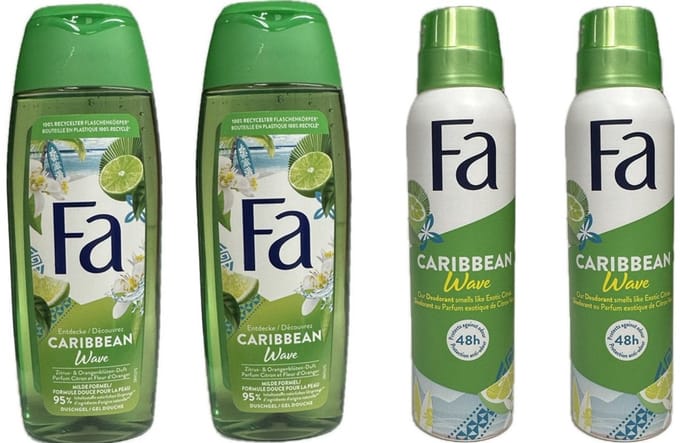 FA Caribbean Wave - SET - Deo Spray 2 x 150 ml / Douchegel 2 x 250 ml