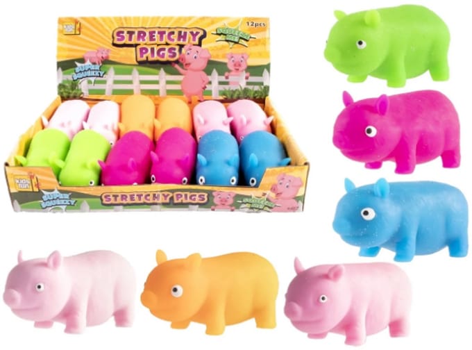 Kidsfun stressbal speelgoed 12 zand gevulde varkens multicolor.
