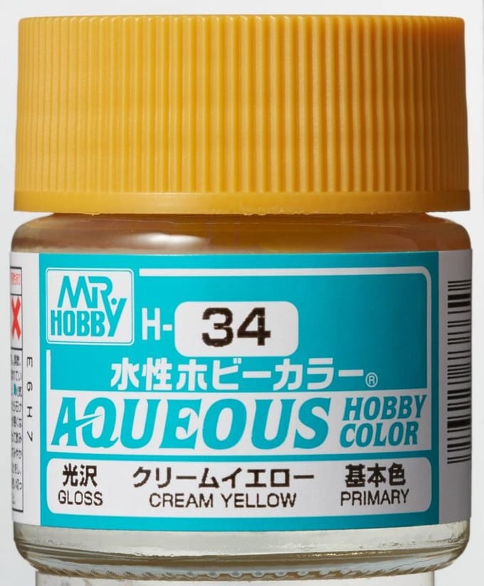 Gunze H-034 - Creme Yellow Glanzend - Mr. Hobby Aqueous Modelbouwverf 10ml