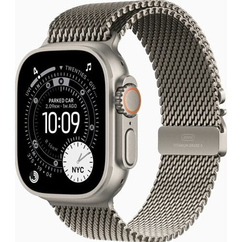 Apple Watch Ultra 3 Cellular 49mm Natural Titanium Case with Natural Titanium Milanese Loop - Large
