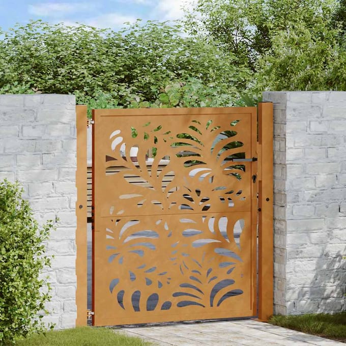 vidaXL - Poort - met - golfontwerp - 100x100 - cm - weervast - staal
