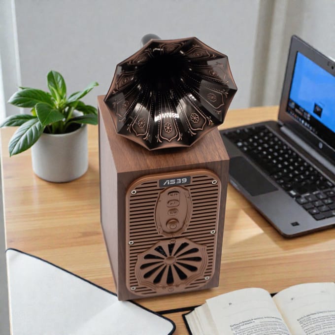 Retro Tall Gramophone Speaker (Extra Loud) - Bluetooth - 8 watt