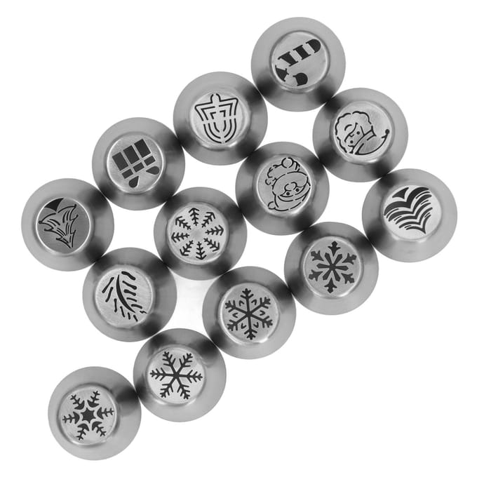 13 stuks Kerstbloem Icing Tips Spuitmonden Roestvrij Staal DIY Taart Decoratie Tips voor Cupcake black
