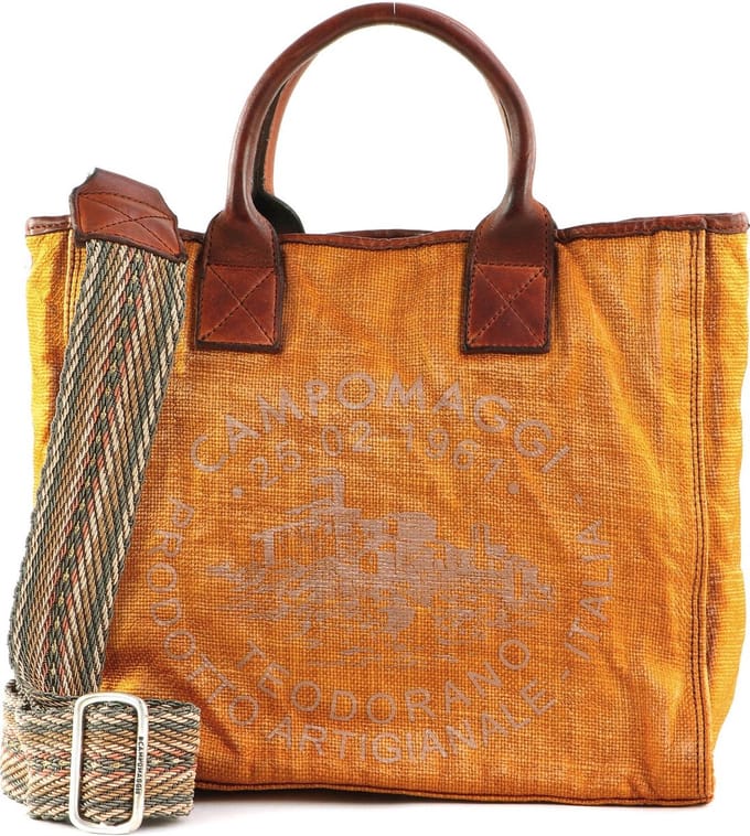 CAMPOMAGGI Handtas Schoudertas Oberon Shopping Bag Beige + T / Cognac + St.Marrone Mosterdgeel