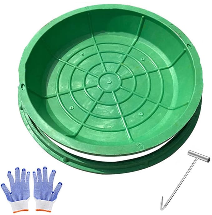 Ronde Putdeksel - Afdekplaat - Buiten Gazon - Verzonken Ontwerp - 60x60cm - Groen