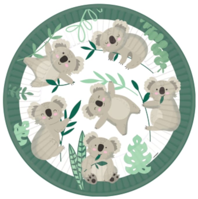 RIETHMULLER - 8 kartonnen koala borden 23 cm, eucalyptus decoratie
