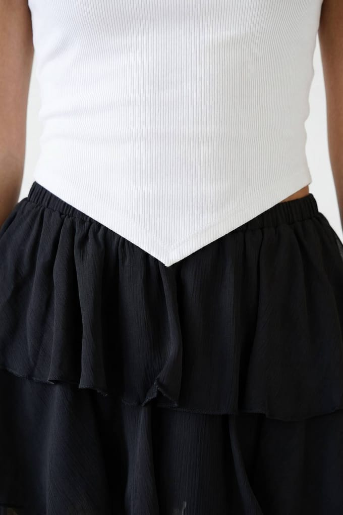 boohoo Dames Chiffon Waterval Hoog-laag Zoom Rok | Zwart | Maat: 38