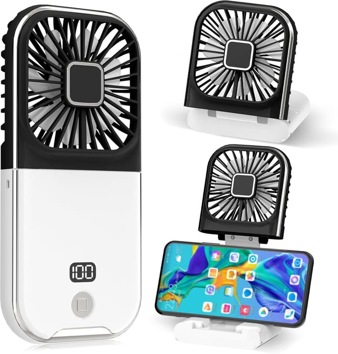 Stille oplaadbare USB‑handventilator voor kantoor, thuis, buiten en slapen, zwart