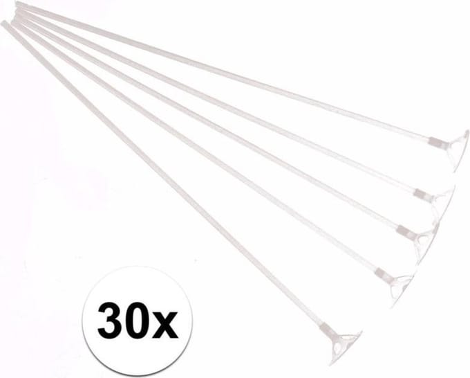 IBBO® - Ballonstaafjes - 30 stuks - Ballon staafjes - met dopje - Wit