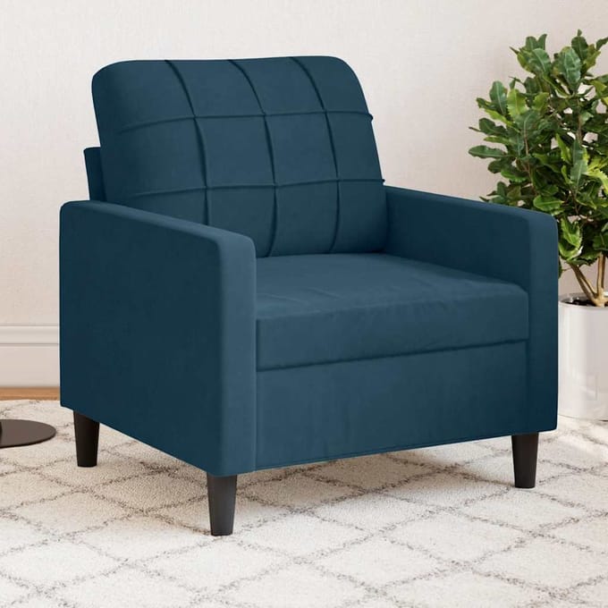 vidaXL - Fauteuil - 60 - cm - fluweel - blauw