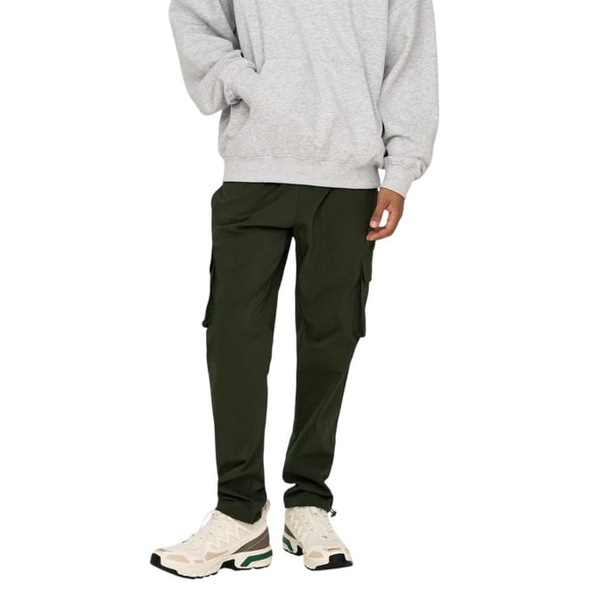 Only Heren Cargo Broek met Koord Taille (Olijf)