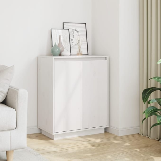 vidaXL - Dressoir - 60x34x75 - cm - massief - grenenhout - wit