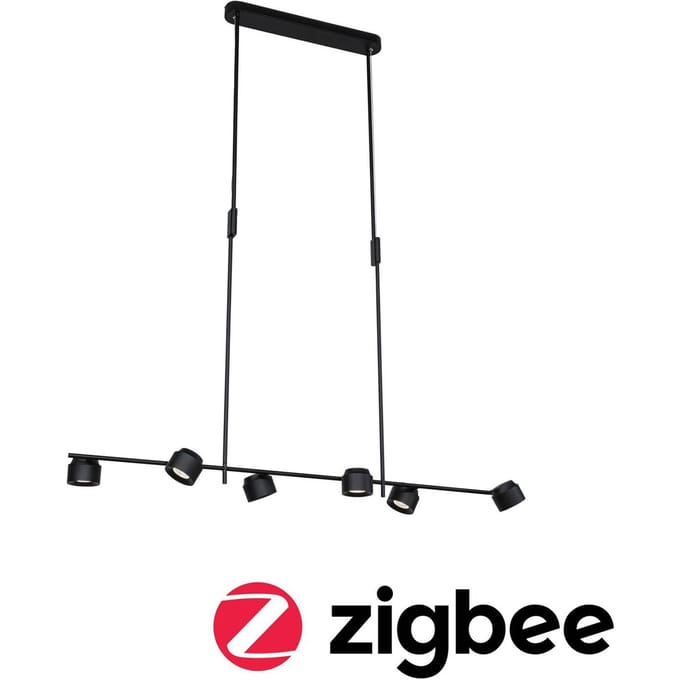 Paulmann LED hanglamp Puric Pane, zwart, 6-lamps, smart