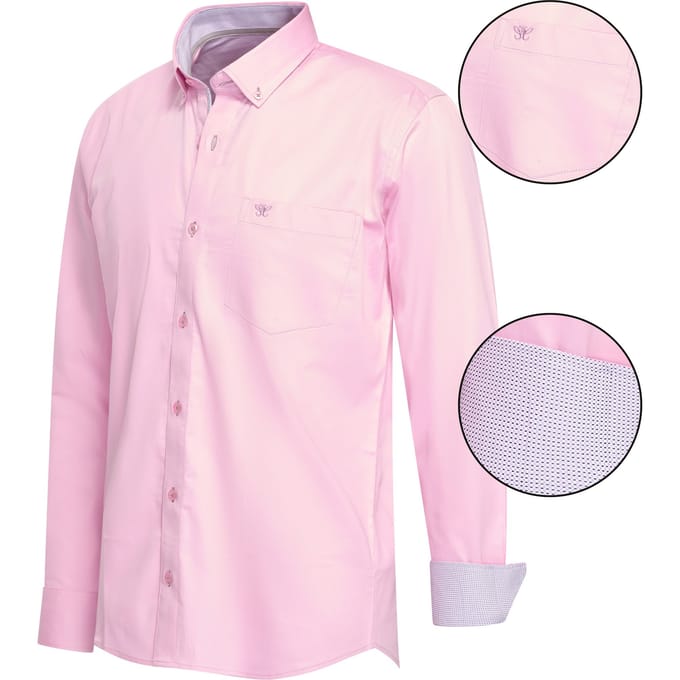 Cappuccino Italia - Heren Overhemden Regular Fit Overhemd Pink - Roze - Maat S