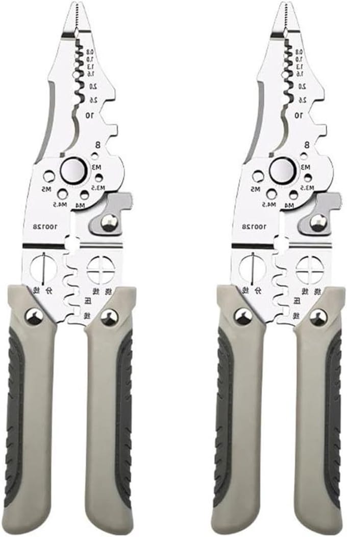 Draadstripper Crimper - Kabeltang set - Elektrisch werk - Robuuste koolstofstaal - 2 stuks - Grijs