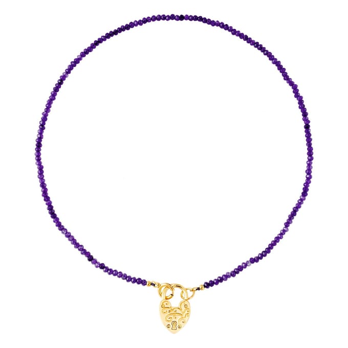"Love lock" necklace | Stainless steel | paars