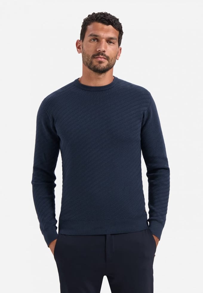 No Excess Pullover Crewneck Jacquard Solid Night Größe: S | Pullover Outlet | Herren | Schwarz