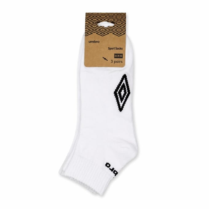 Shortsock Umbro white - 58% katoen + 40% polyester + 2% elastaan - 6 paar - maat 39/42