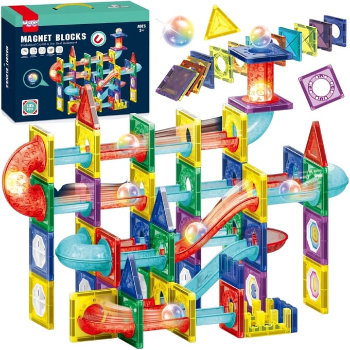 Woopie Magnetische Constructieblokken 3D Educatieve Set Ball Track 105st. - UNI