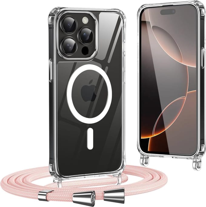 Geschikt voor Apple iPhone 16 Pro Max - Siliconen Sleutelkoord Back Cover Hoesje - Roze
