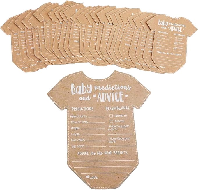 25 vellum voorspellingskaarten voor baby shower decoraties