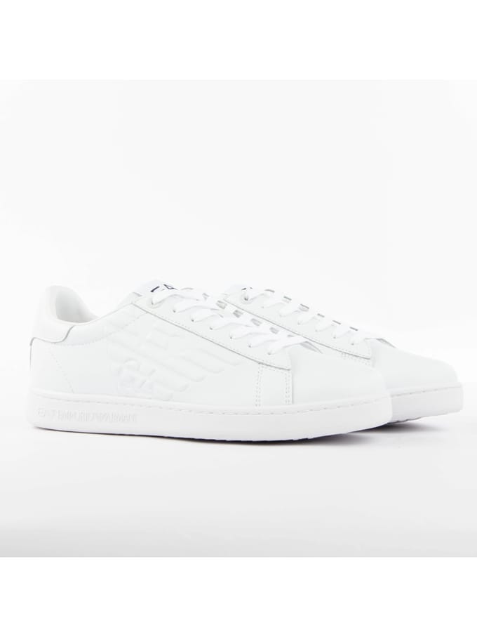 Lace-Up Leather Sneakers with Rubber Sole - White