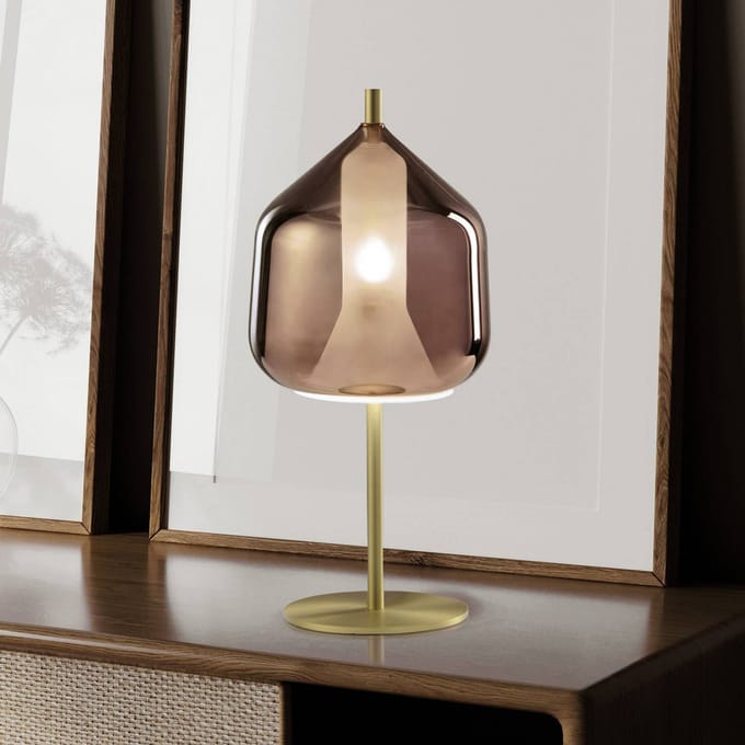 miloox by Sforzin Tafellamp X-Ray, koper/goudkleurig, hoogte 32,5 cm glas