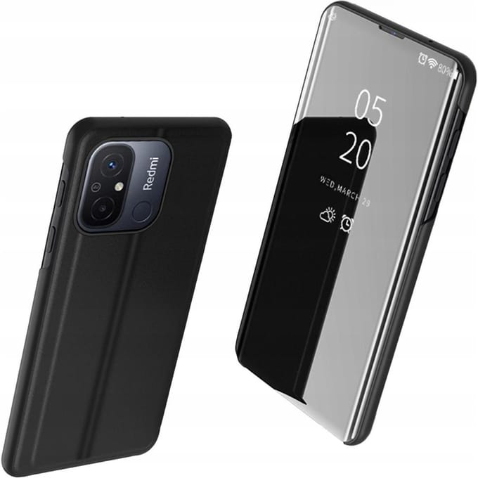 Hurtel Clear View Case cover for Xiaomi Redmi 11A / Poco C55 / Redmi 12C Flip Case Black