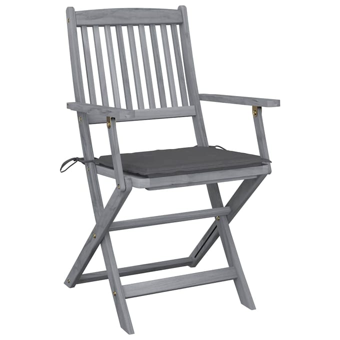 vidaXL - Inklapbare - stoelen - 6 - st - met - kussens - massief - acaciahout