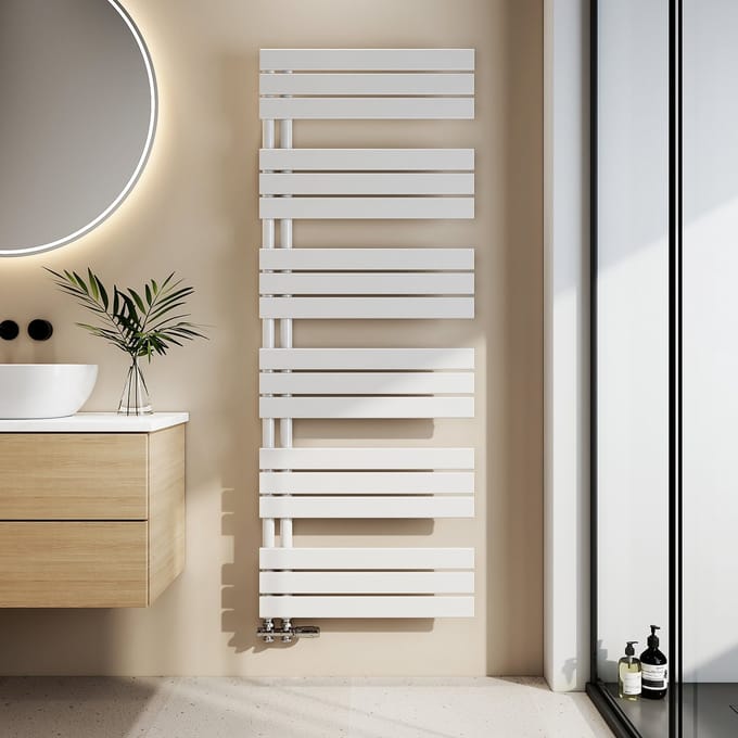 EMKE Handdoekradiator - Plat Design - Glanzend Wit - 160x60 cm - 958W - Badkamer Verwarming - CV Radiator