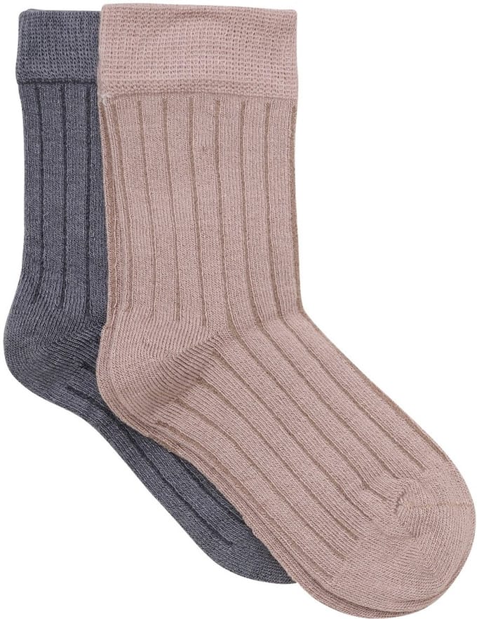 Minymo kindersokjes, enkelsokjes met ribbelpatroon (2-pack) 5874