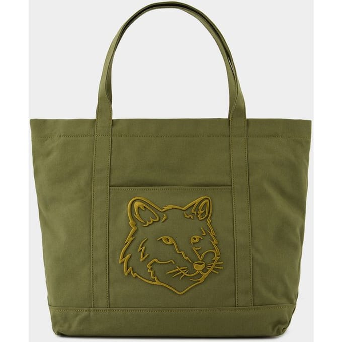 Vossenkop Grote Boodschappentas - Maison Kitsune - Katoen - Groen