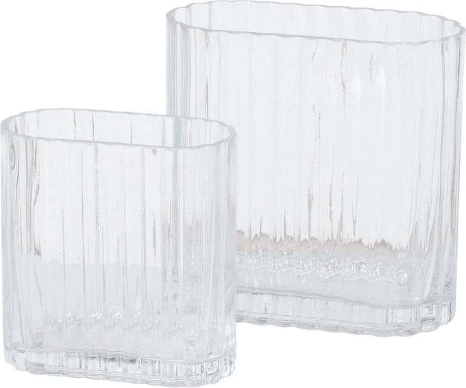 Glazen vaas TULIPA, langwerpig, transparant glas, 2 stuks