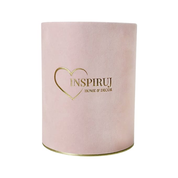 Inspiruj - Fluwelen Bloemendoos - Roze - Goud Logo - Ø10cm - H13cm