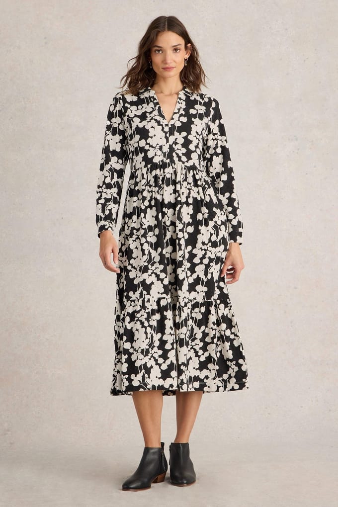 White Stuff Aimee Jersey Dress Black Multi Taglia: 8 | Abiti in T-Shirt Outlet | Donna | Nero