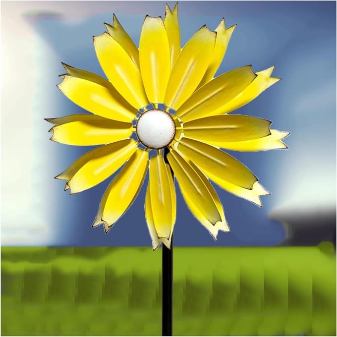 Tuin windspinners buiten 59 inch, outdoor windspinner groot voor tuin, gazon, terras, tuin, geel