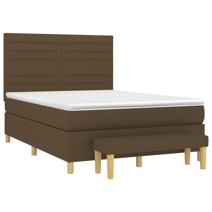 vidaXL - Boxspring - met - matras - stof - donkerbruin - 140x190 - cm
