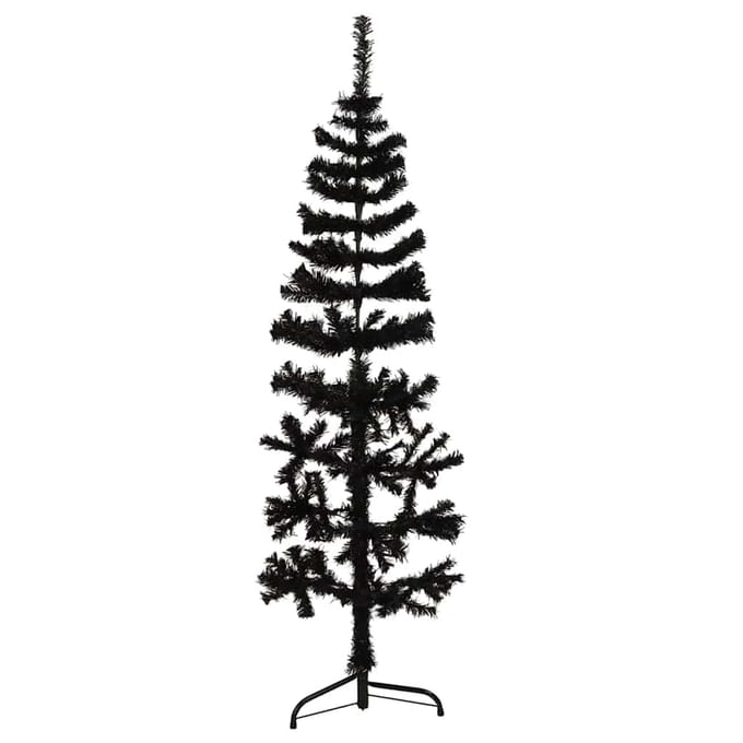 vidaXL - Kunstkerstboom - half - met - standaard - smal - 120 - cm - zwart