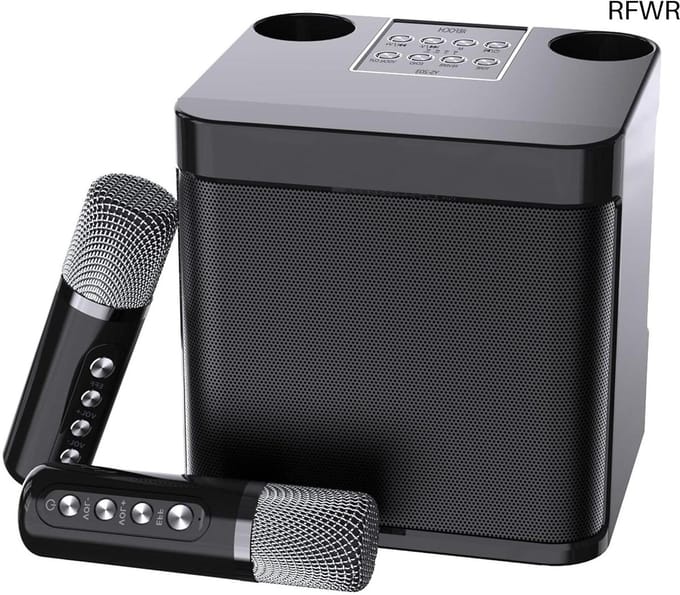 RFWR® Draagbare Karaoke Machine met Bluetooth en 2 Microfoons voor Feesten en Gezinsbijeenkomsten