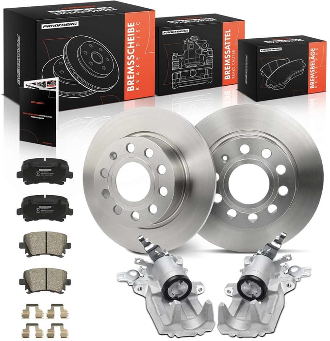 Frankberg 2x Remklauw+2x Remmen+4x Remblokken Achter voor VW